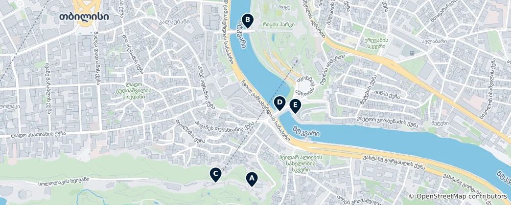 Mapa Iconic Tbilisi Landmarks