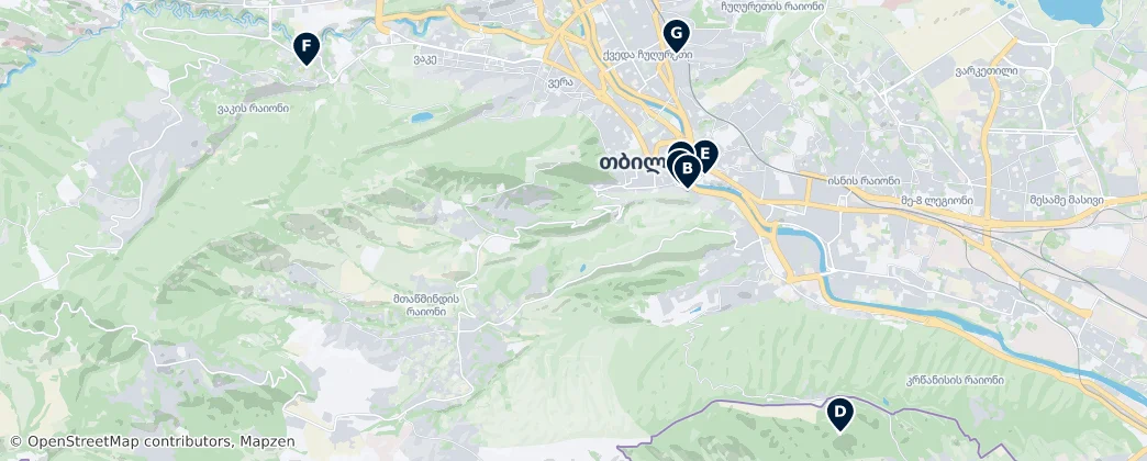 Religious Sites in Tbilisi — Map