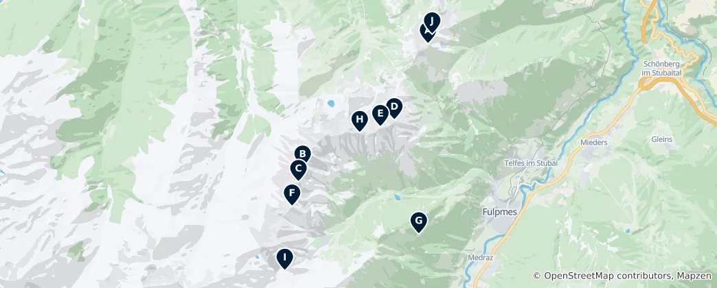 Map of Alpine Adventures in Kalkkögel