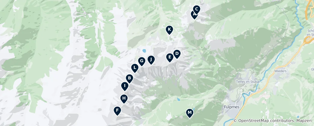 Mapa Alpine Peaks & Viewpoints