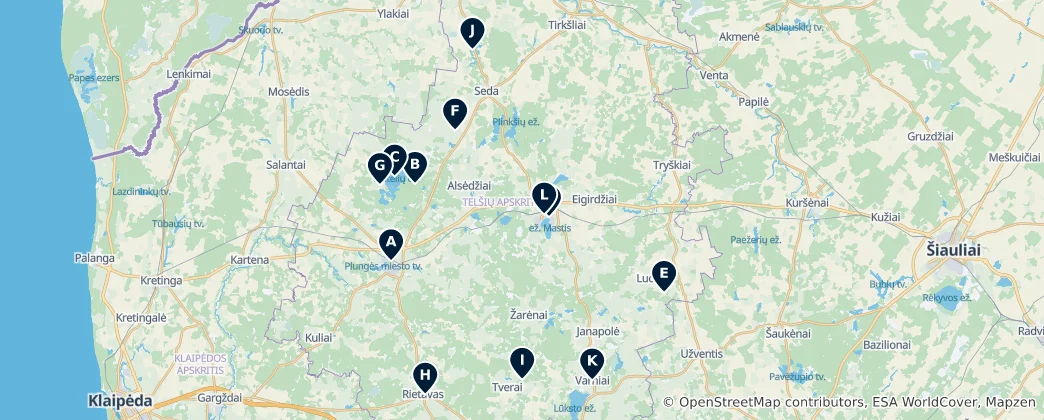 Mapa Telšiai County Essentials