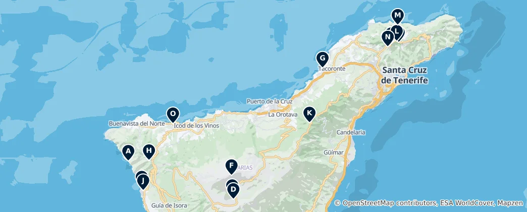 Map of Iconic Viewpoints of Tenerife