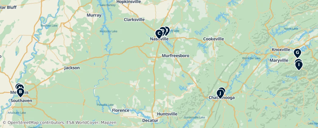 Tennessee Essentials — Karte