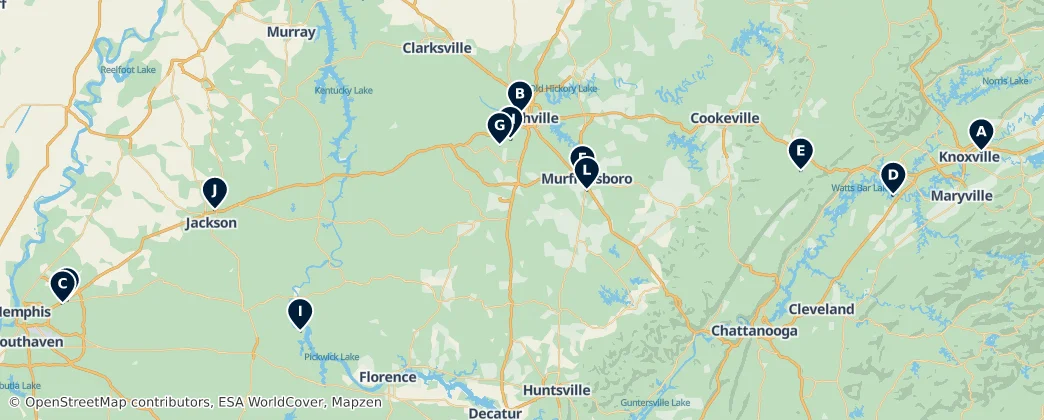 Tennessee's Best Golf Courses – Mapa