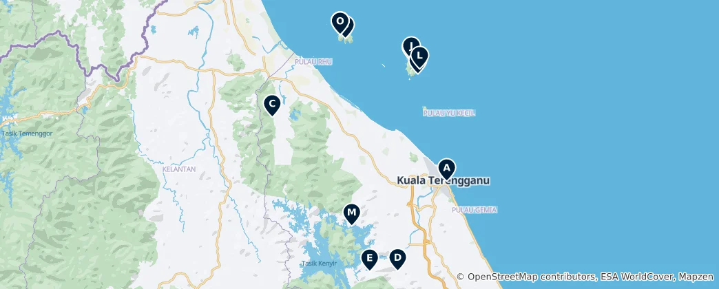 Mapa Beaches and Water Activities