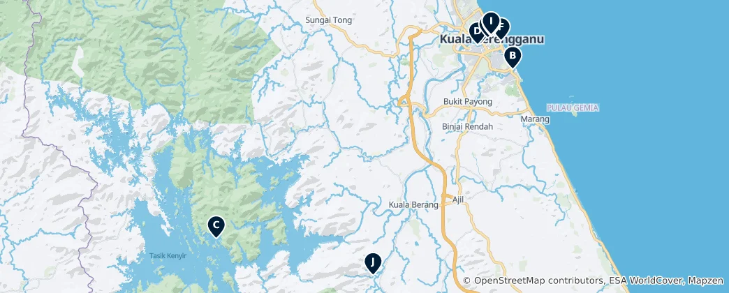 Map of Terengganu Must-Sees