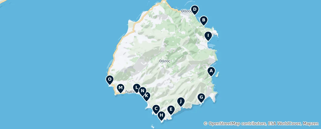 Karte von Best Beaches in Thassos