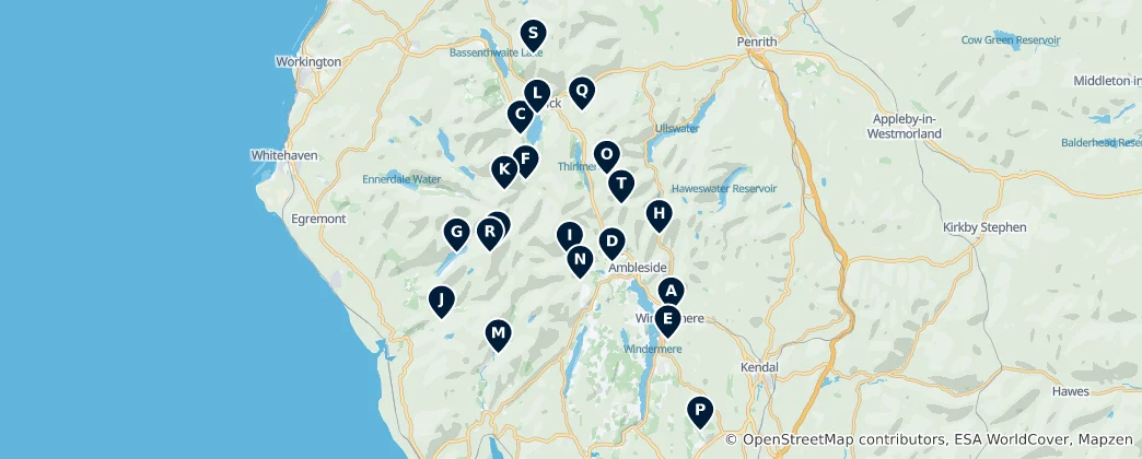 Mapa Lake District Mountain Views