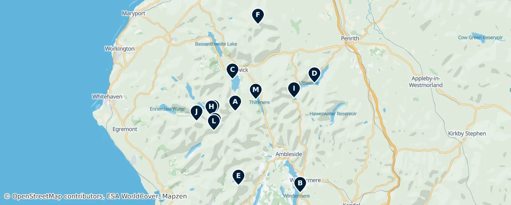 Mapa de Lake District Outdoor Adventures