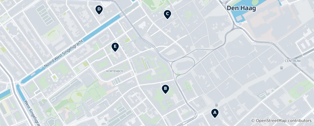 Mapa Historic churches of The Hague
