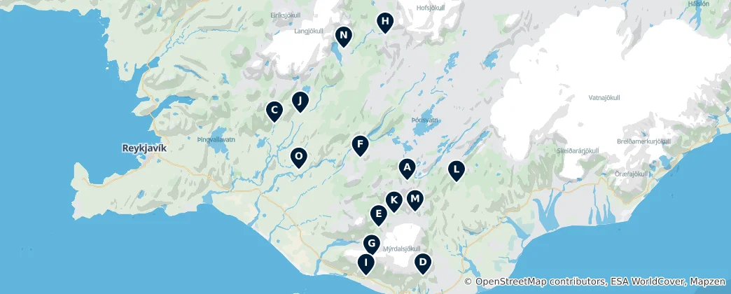 Mapa Alpine Huts & Campsites