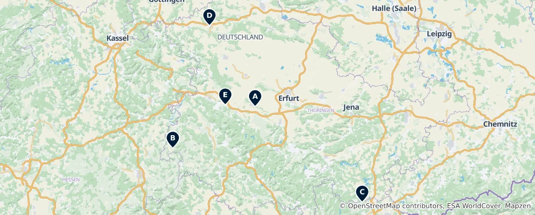 Mapa Regional Cuisine in Thuringia