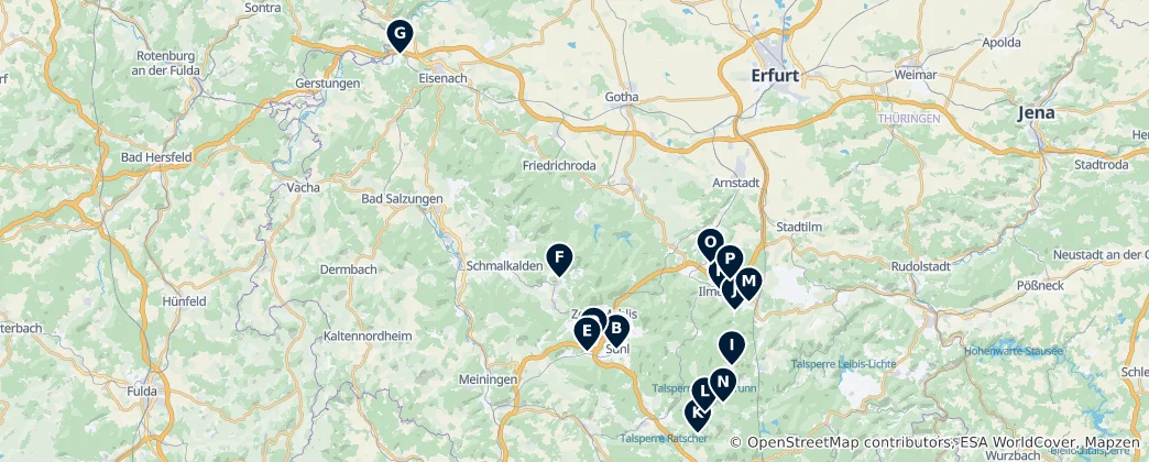 Map of Thuringian Forest Churches