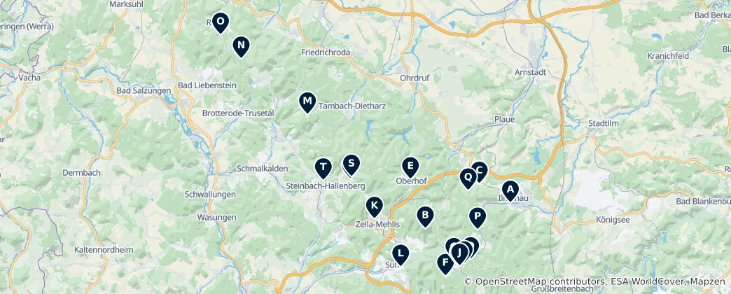 Map of Thuringian Forest Culinary Delights
