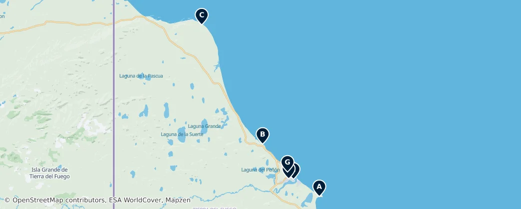 Map of Tierra del Fuego Highlights
