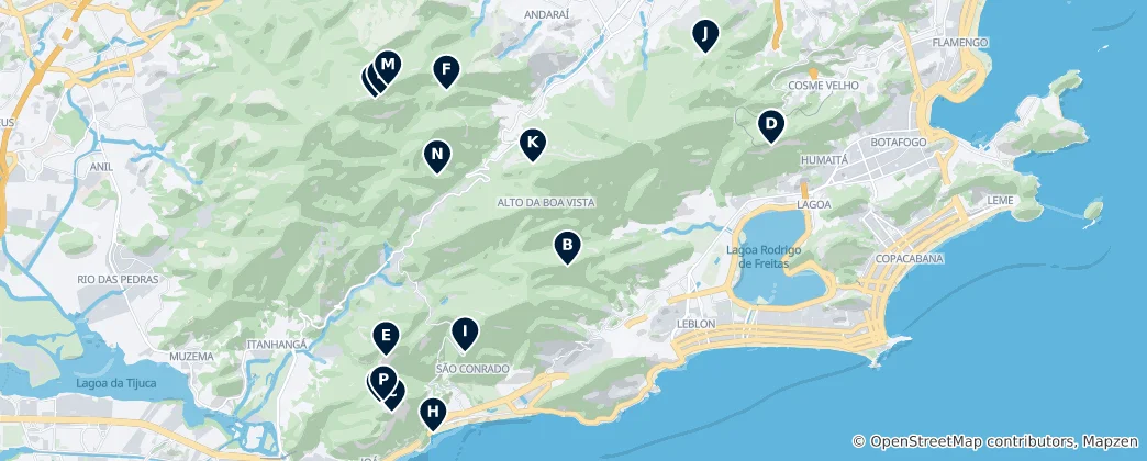 Mapa Peaks and Viewpoints