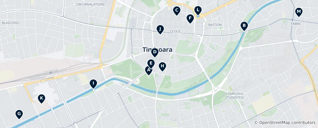 Карта Historic Sites in Timișoara