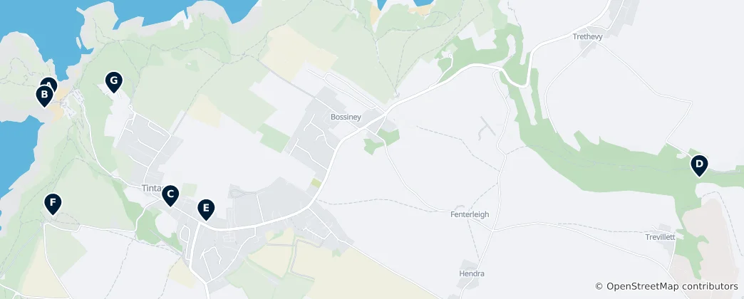 Mapa Tintagel Must-Sees