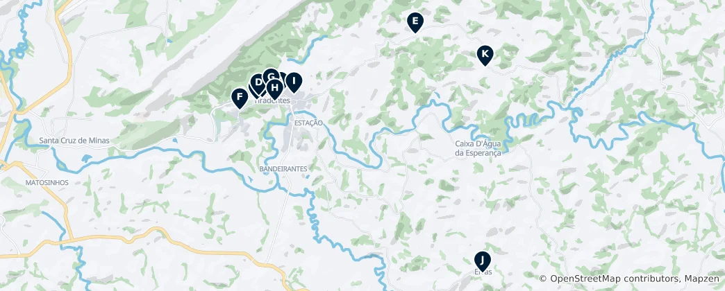 Map of Historic Sites in Tiradentes