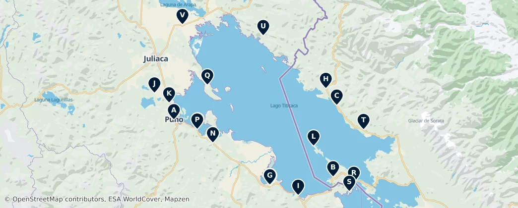 Mapa Sacred Sites of Titicaca