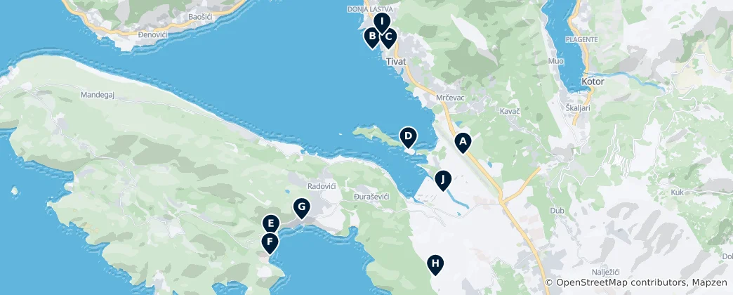 Map of Tivat Municipality Unmissables