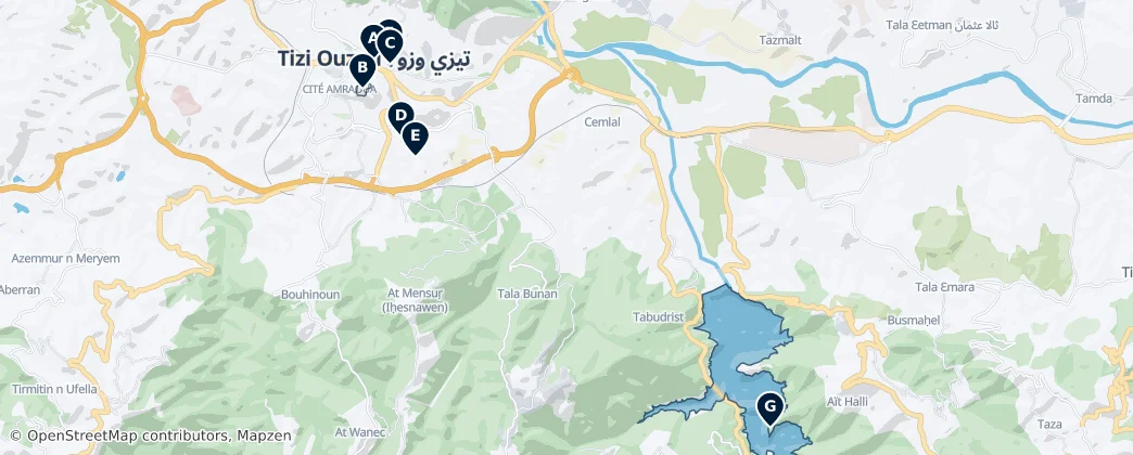 Tizi Ouzou's Essential Landmarks — Map