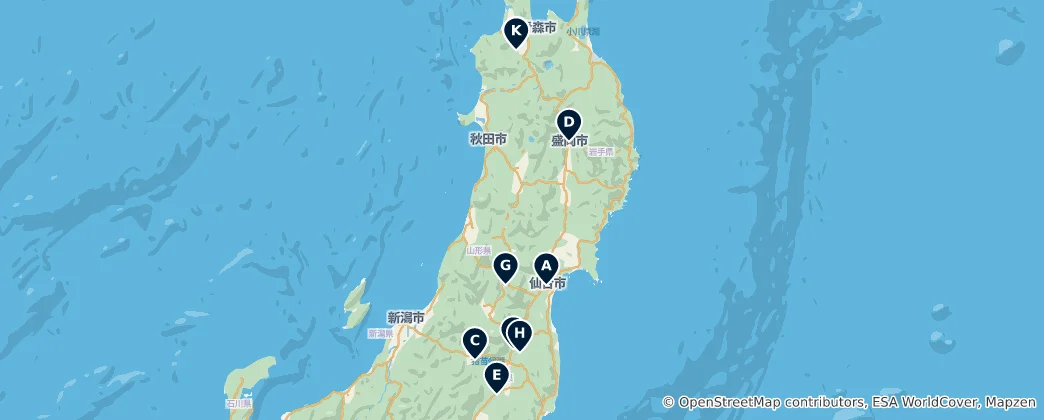Mappa di Tohoku Castles