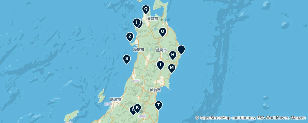 Mapa Tohoku Heritage Sites