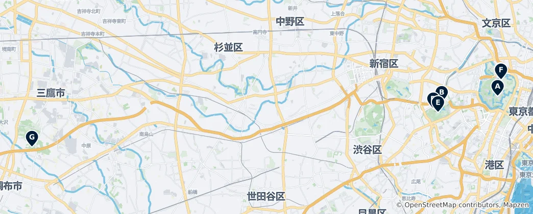 Mappa di Castelli e Palazzi di Tokyo