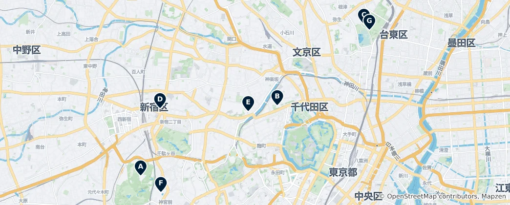 Mappa di Santuari Shinto Iconici di Tokyo