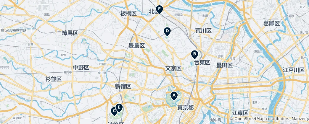 Mapa Parks & Gardens