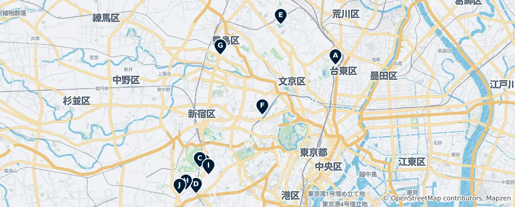 Mappa di Tokyo Arte e Cultura