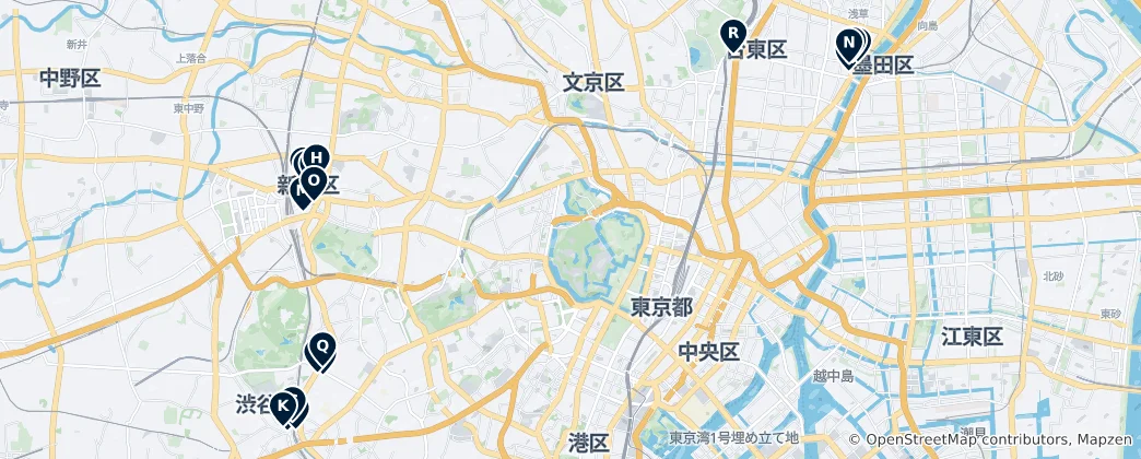 Mappa di Tokyo Dining & Nightlife