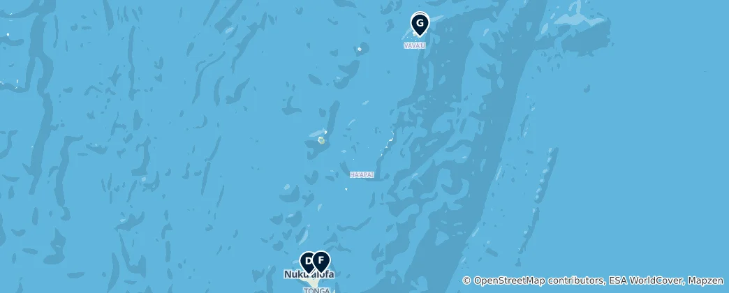 Map of Christian Heritage in Tonga