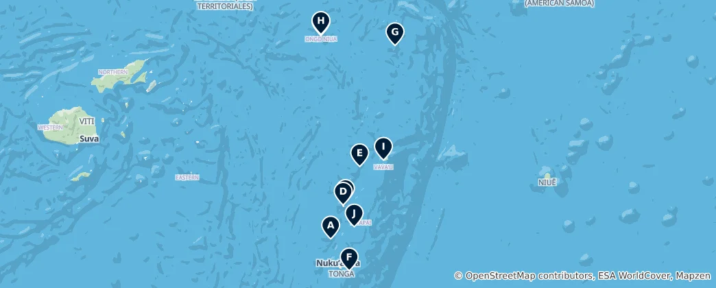 Map of Natural Landscapes of Tonga