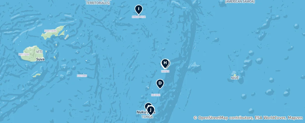 Mapa Tonga's Hidden Gems