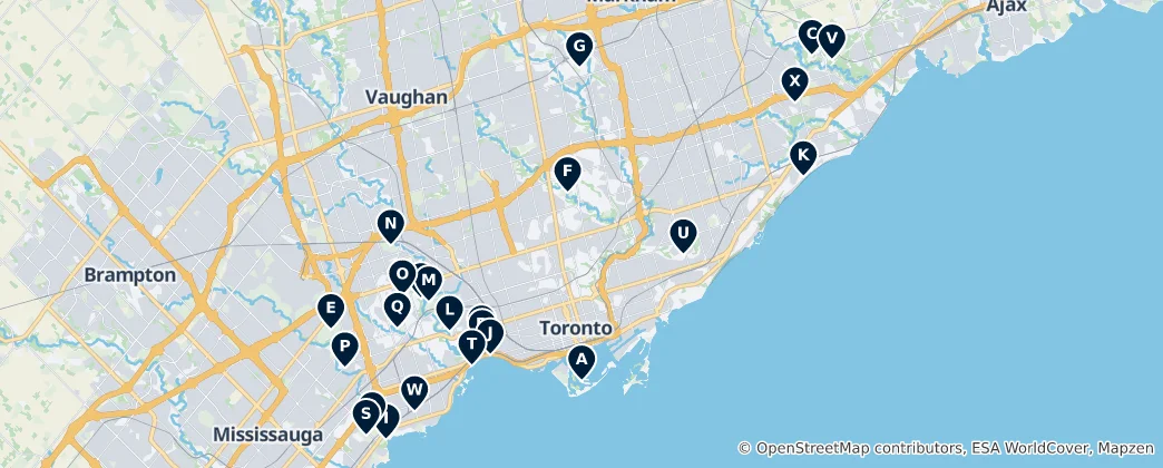 Mappa di Toronto Parks and Recreation