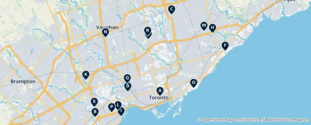 Karte von Toronto's Culinary Delights
