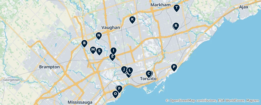 Mappa di Spazi Sacri di Toronto