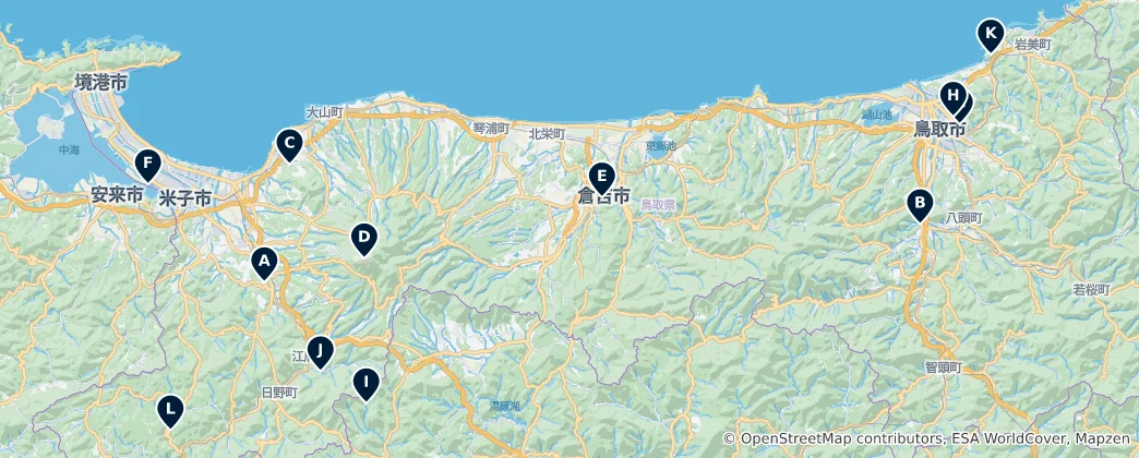 Nature & Parks in Tottori 地图
