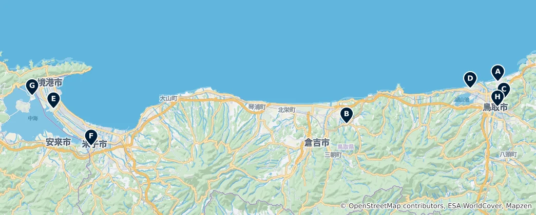 Mapa Tottori Prefecture Essentials