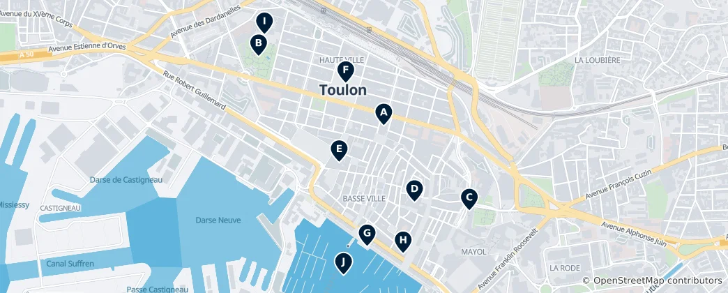 Map of Toulon Heritage Trail