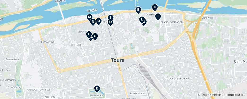 Kaart van Tours Heritage Trail