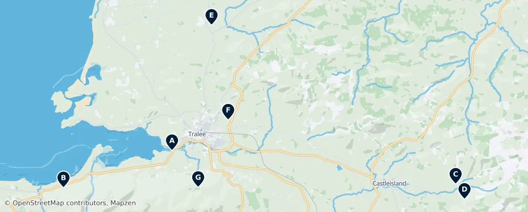 Map of Castles and Ruins of Tralee