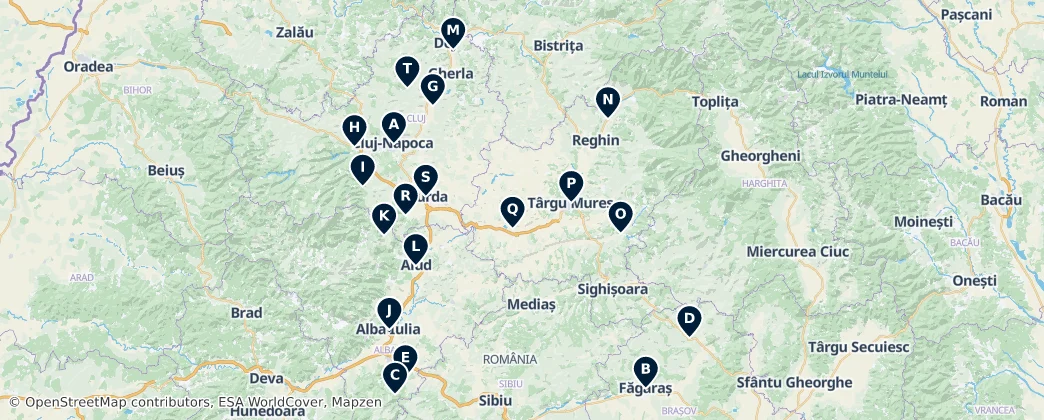 Castles and Fortresses of Transylvania — Mappa