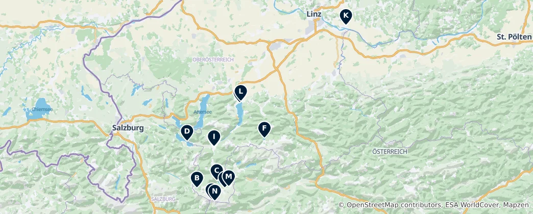 Map of Traunviertel's Unmissable Treasures