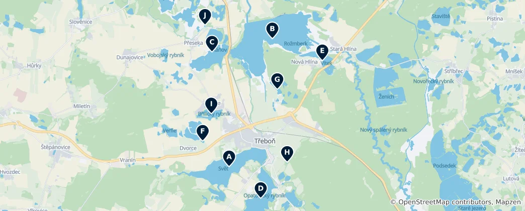 Karte von Třeboň Fish Ponds