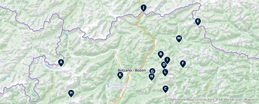 Mapa Alpine Passes & Peaks