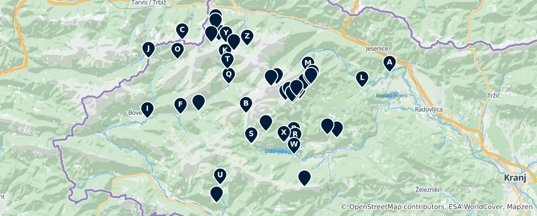 Karte von Slovenia's Natural Wonders