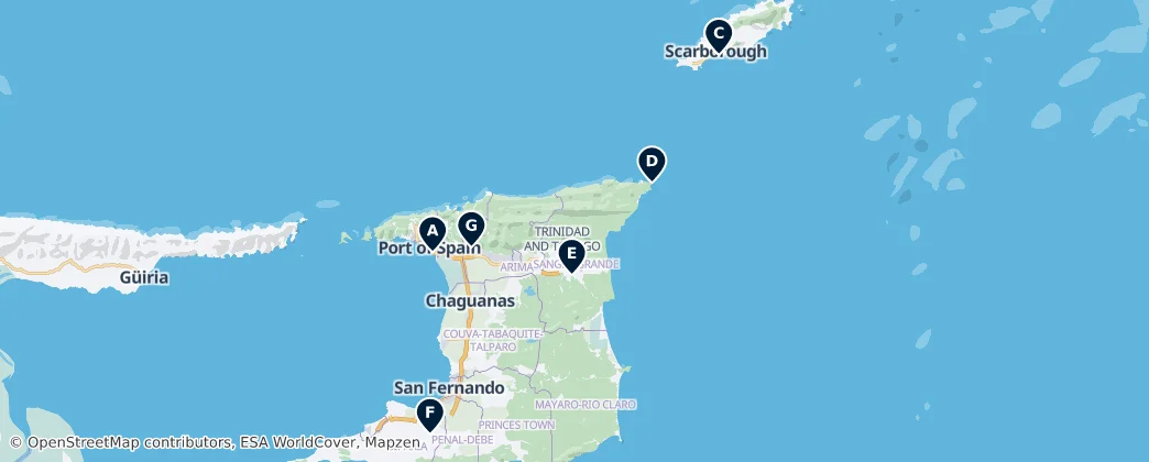 Mapa Historic Sites of Trinidad and Tobago